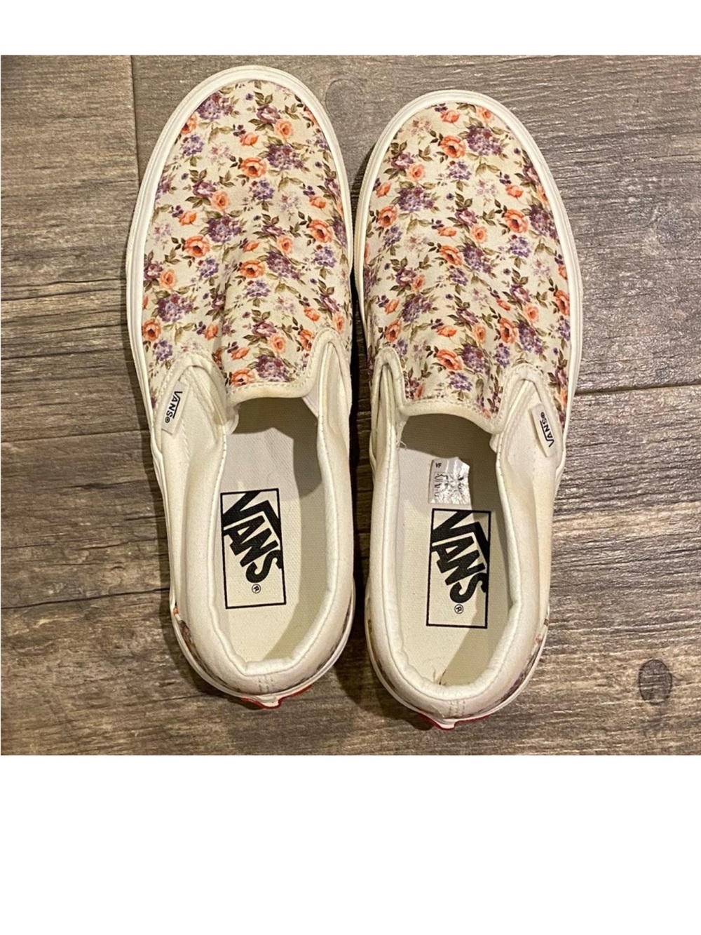 Vans Slip-On Floral Canvas Sneakers in Cream with Pink & Purple Blooms